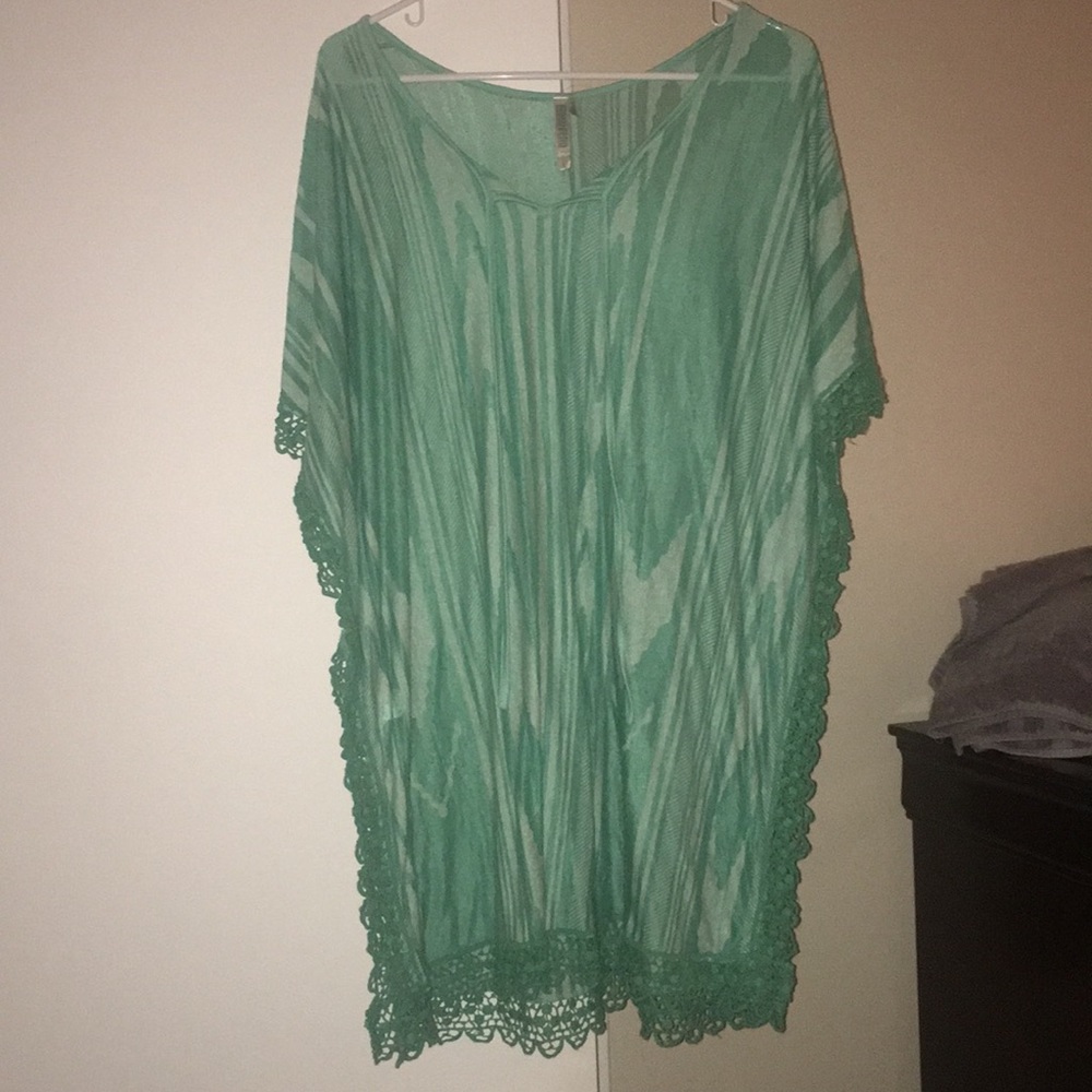 Monoreno blue/green sheer dress/ cover up